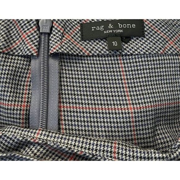 Rag and Bone Size 10 Gray Plaid Midi Front Slit Skirt - Picture 6 of 7